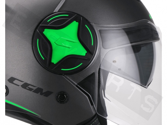 Helmet Demi Jet CGM 129X Illinois Antracite Green (double visor)